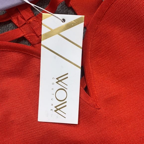 WOW Couture Orange curve fitted bandage dress. - Picture 3 of 3